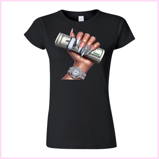 T-Shirt Pour Femmes - White Nails Money