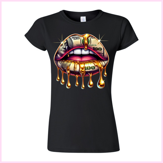 T-Shirt Pour Femmes - Money Dripping Lips