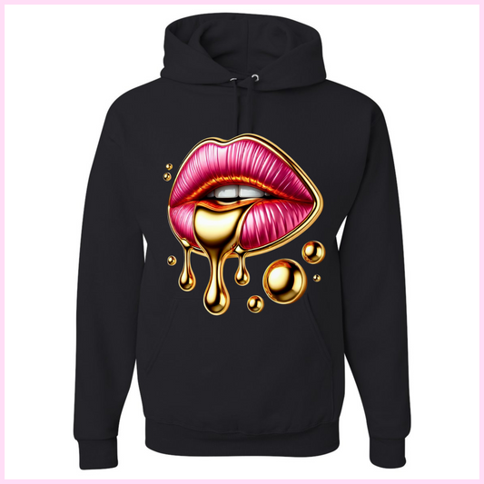 Coton Ouaté Unisexe - Lips Pink Dripping Gold