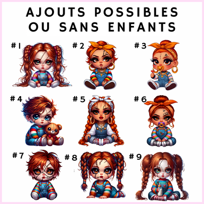 T-Shirt Pour Femmes - Mama Rainbow Chucky + Ajouts D’enfants Possibles