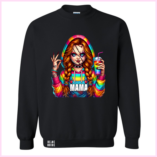 Crewneck Unisexe - Mama Chucky Rainbow - Ajouts Possibles D’enfants